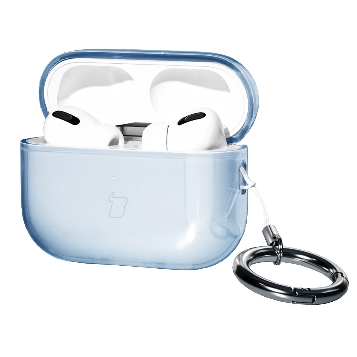 Elastische Hülle mit Karabiner für AirPods Pro 3, Bizon Case Headphone Clear, Transparent-Blau