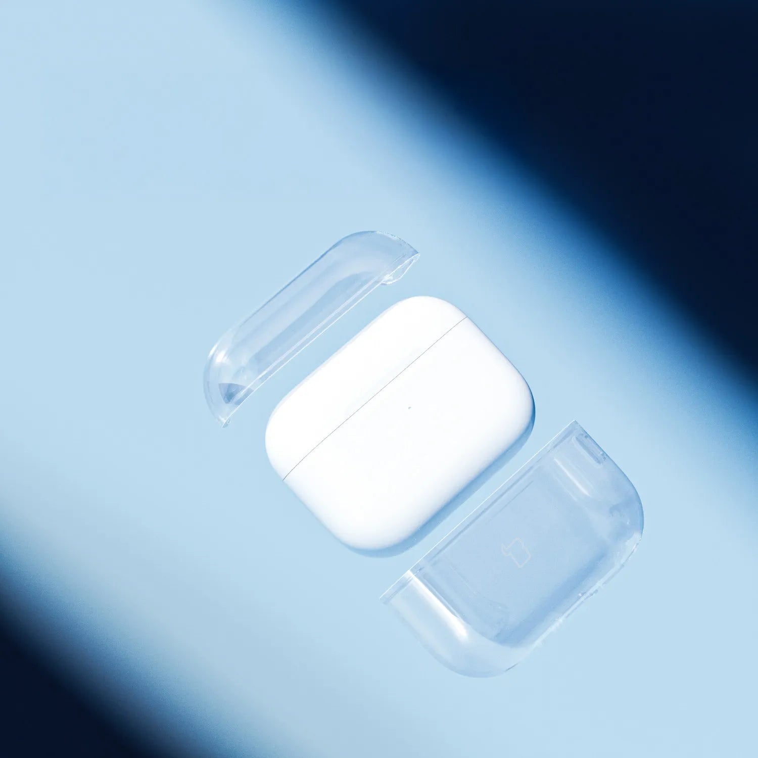 Elastische Hülle mit Karabiner für AirPods Pro 3, Bizon Case Headphone Clear, Transparent-Blau
