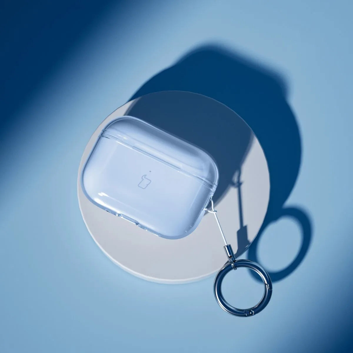 Elastische Hülle mit Karabiner für AirPods Pro 3, Bizon Case Headphone Clear, Transparent-Blau
