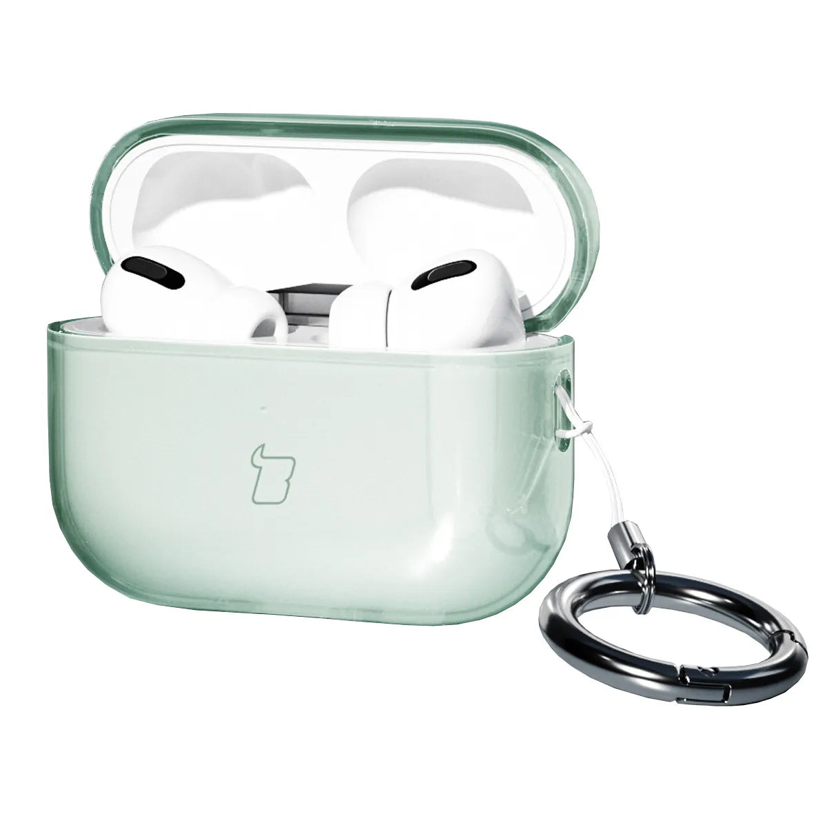 Elastische Hülle mit Karabiner für AirPods Pro 3, Bizon Case Headphone Clear, Transparent-Grün