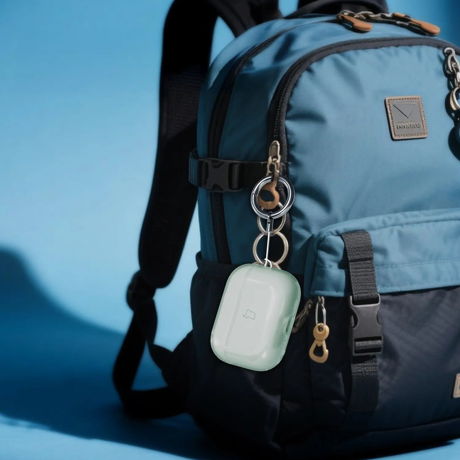 Elastische Hülle mit Karabiner für AirPods Pro 3, Bizon Case Headphone Clear, Transparent-Grün