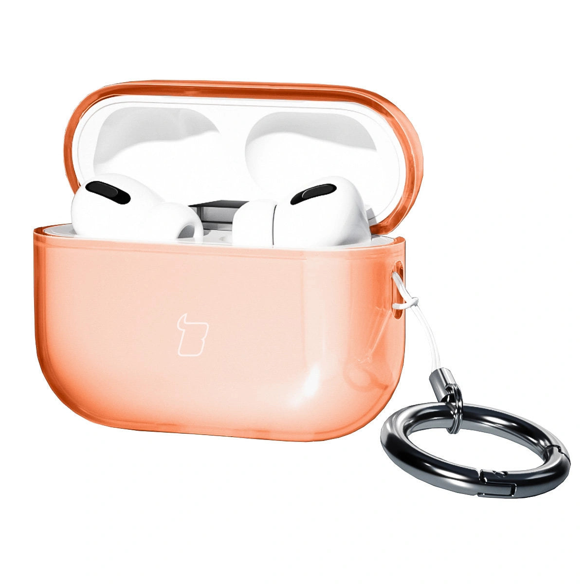 Elastische Hülle mit Karabiner für AirPods Pro 3, Bizon Case Headphone Clear, Orange
