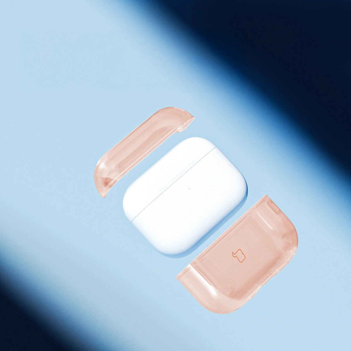 Elastische Hülle mit Karabiner für AirPods Pro 3, Bizon Case Headphone Clear, Orange