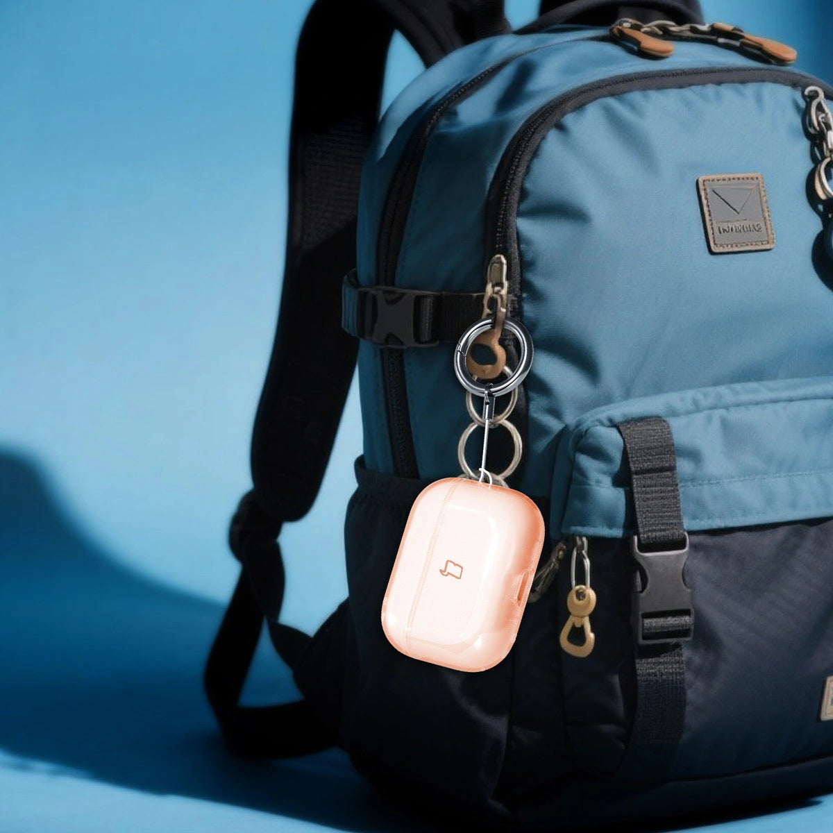 Elastische Hülle mit Karabiner für AirPods Pro 3, Bizon Case Headphone Clear, Orange