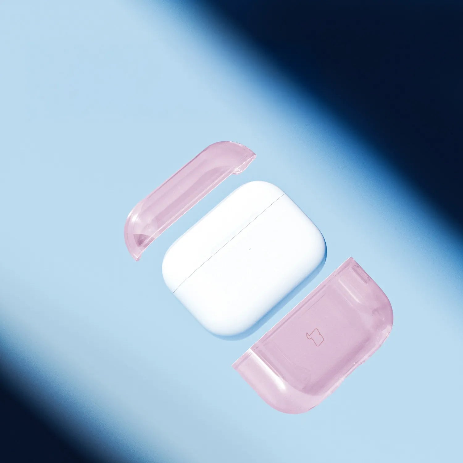 Elastische Hülle mit Karabiner für AirPods Pro 3, Bizon Case Headphone Clear, Transparent-Rosa