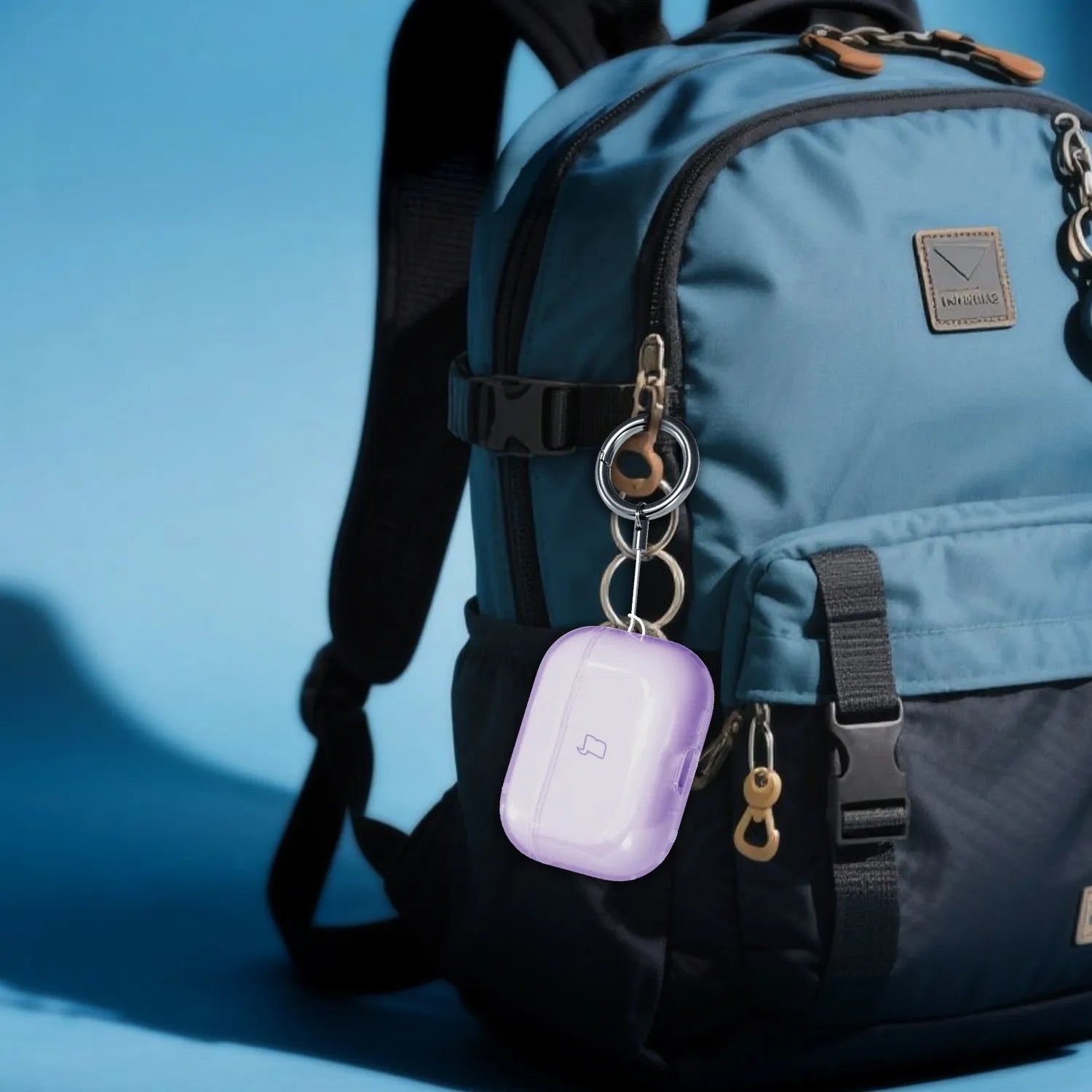 Elastische Hülle mit Karabiner für AirPods Pro 3, Bizon Case Headphone Clear, Transparent-Violett