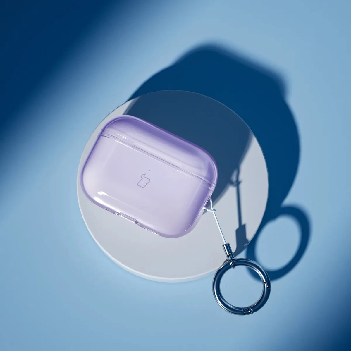 Elastische Hülle mit Karabiner für AirPods Pro 3, Bizon Case Headphone Clear, Transparent-Violett