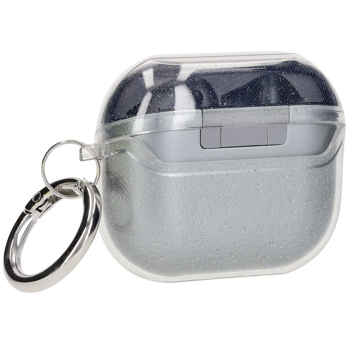 Elastische Hülle mit Karabiner für Galaxy Buds 3/3 Pro/3 FE, Bizon Case Headphone Clear, Transparent und Glitzernd
