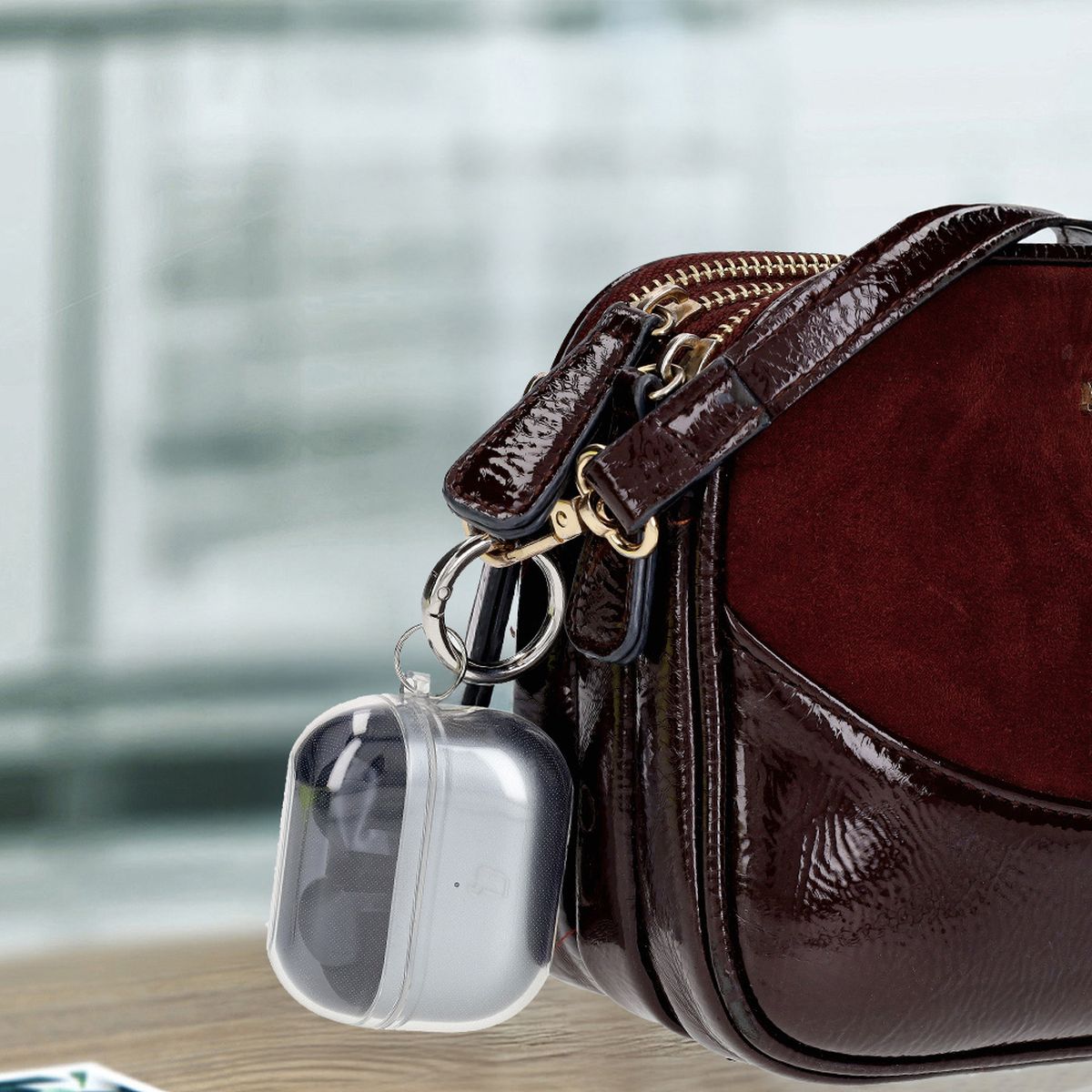 Elastische Hülle mit Karabiner für Galaxy Buds 3/3 Pro/3 FE, Bizon Case Headphone Clear, Transparent