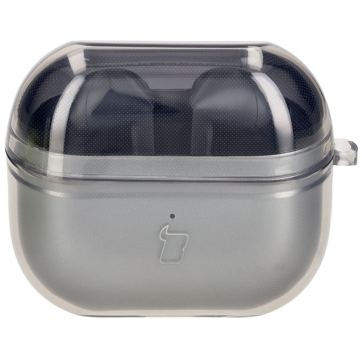 Elastische Hülle mit Karabiner für Galaxy Buds 3/3 Pro/3 FE, Bizon Case Headphone Clear, Transparent-Schwarz