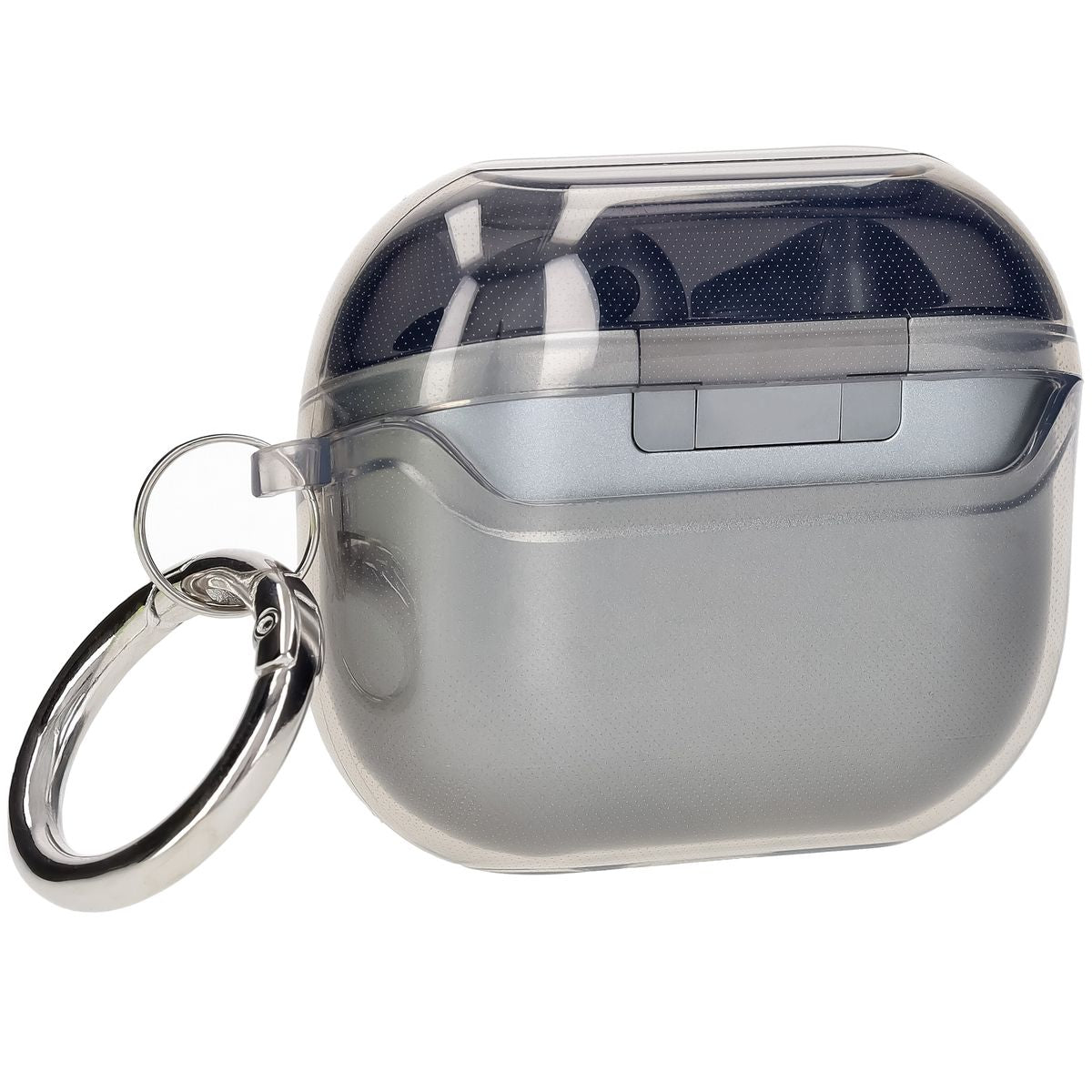 Elastische Hülle mit Karabiner für Galaxy Buds 3/3 Pro/3 FE, Bizon Case Headphone Clear, Transparent-Schwarz