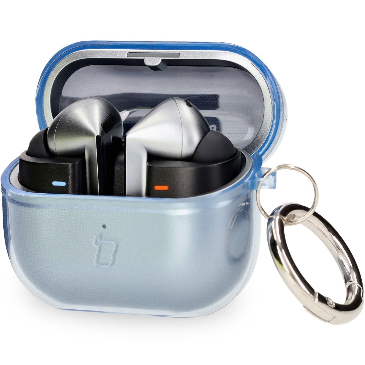 Elastische Hülle mit Karabiner für Galaxy Buds 3/3 Pro/3 FE Bizon Case Headphone Clear, Transparent-Blau