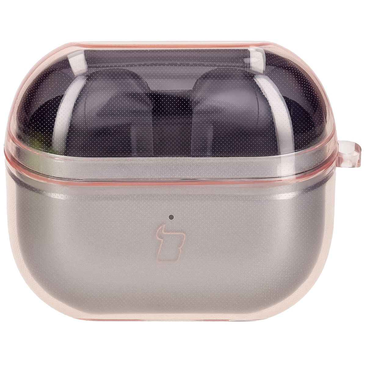 Elastische Hülle mit Karabiner für Galaxy Buds 3/3 Pro/3 FE, Bizon Case Headphone Clear, Transparent-Rosa