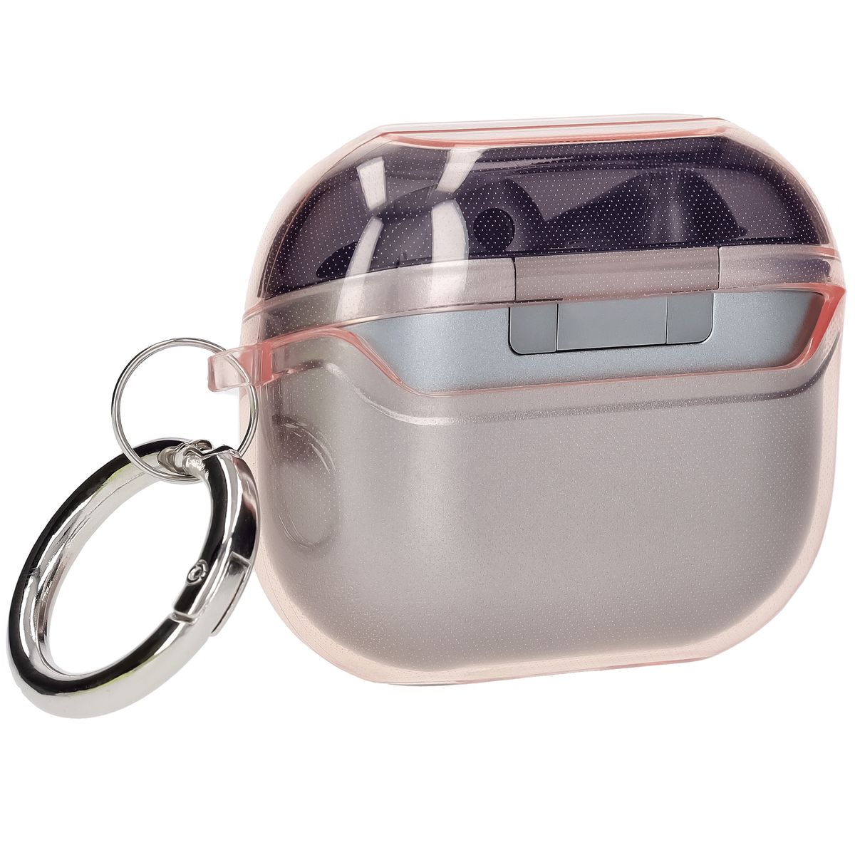 Elastische Hülle mit Karabiner für Galaxy Buds 3/3 Pro/3 FE, Bizon Case Headphone Clear, Transparent-Rosa