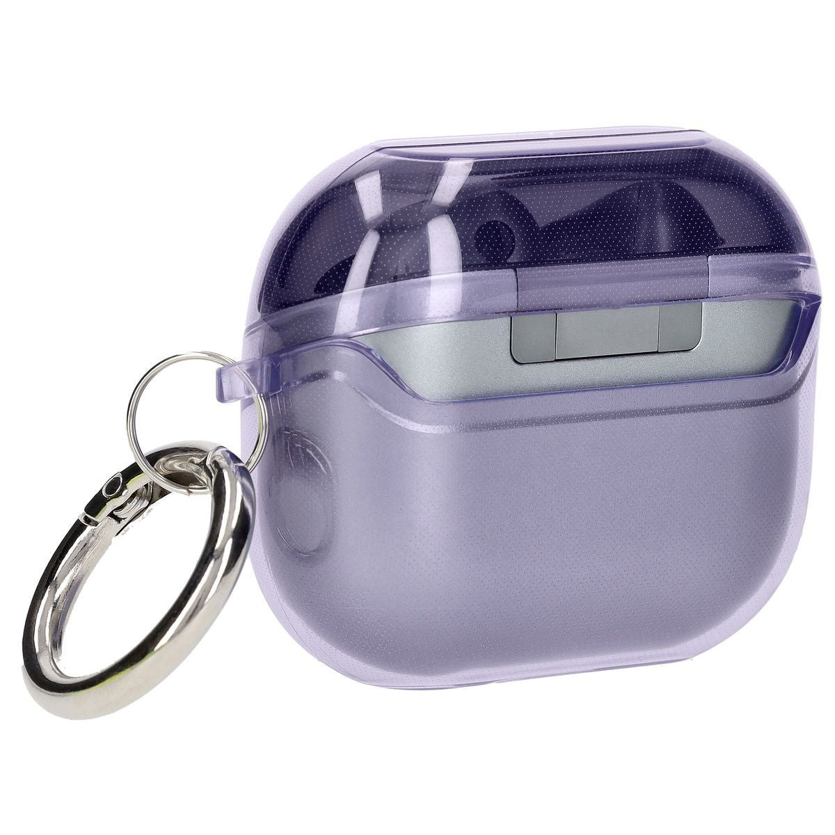 Elastische Hülle mit Karabiner für Galaxy Buds 3/3 Pro/3 FE, Bizon Case Headphone Clear, Transparent-Violett