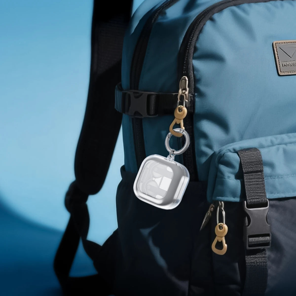 Elastische Hülle mit Karabiner für Galaxy Buds 4 / 4 Pro, Bizon Case Headphone Clear, Transparent