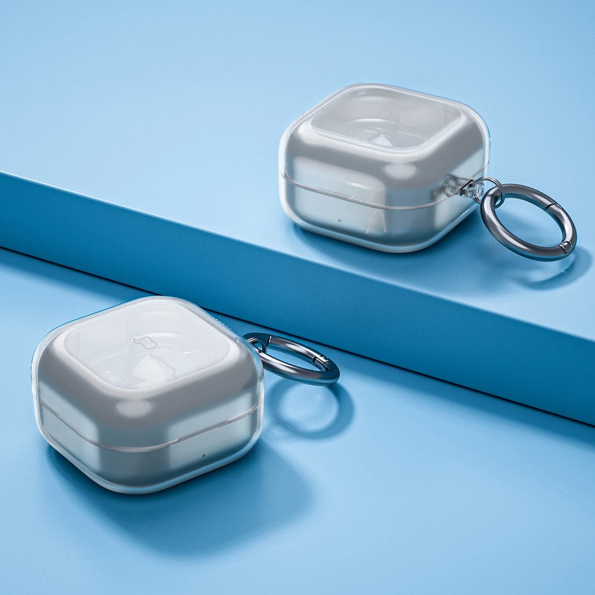Elastische Hülle mit Karabiner für Galaxy Buds 4 / 4 Pro, Bizon Case Headphone Clear, Transparent