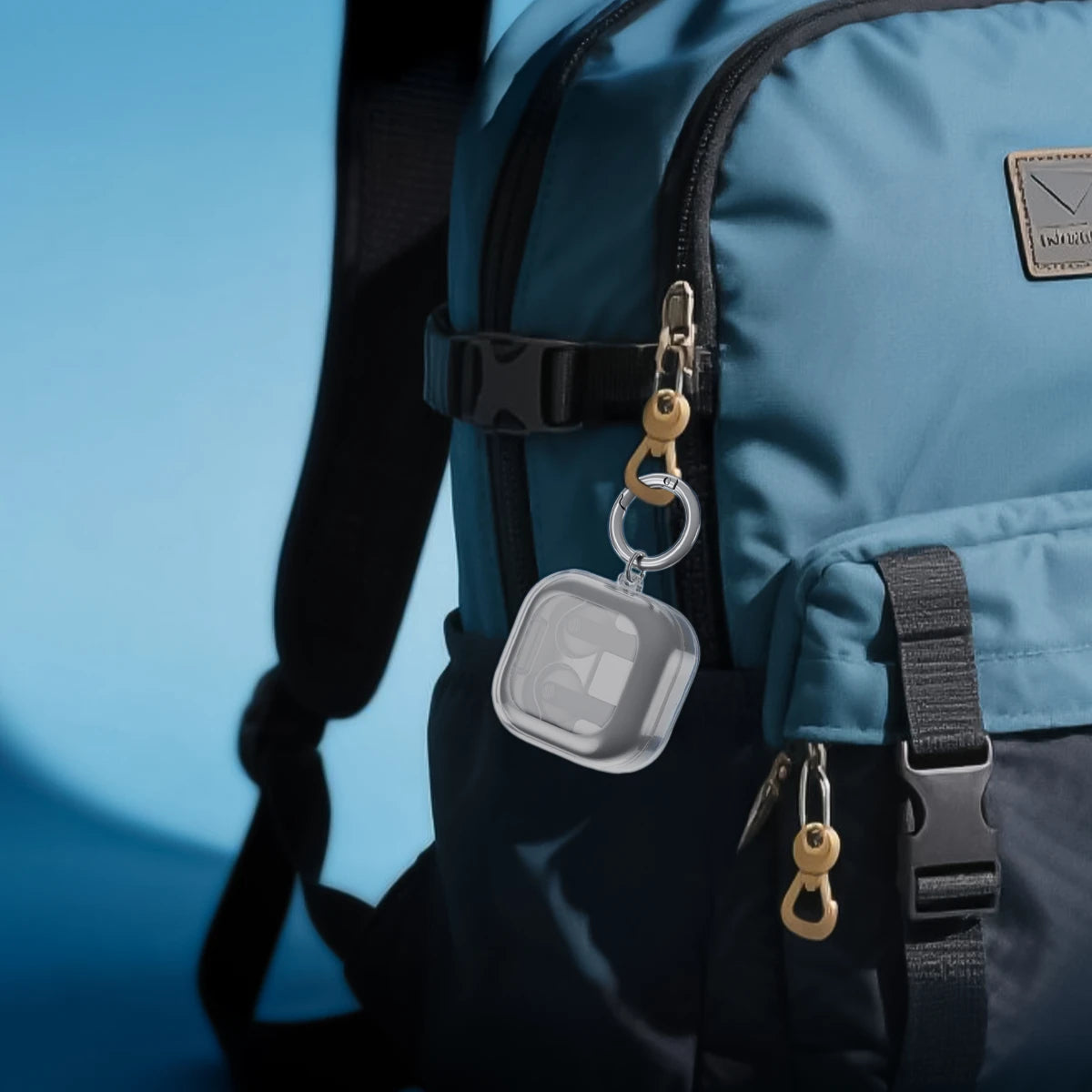 Elastische Hülle mit Karabiner für Galaxy Buds 4 / 4 Pro, Bizon Case Headphone Clear, Transparent-Schwarz