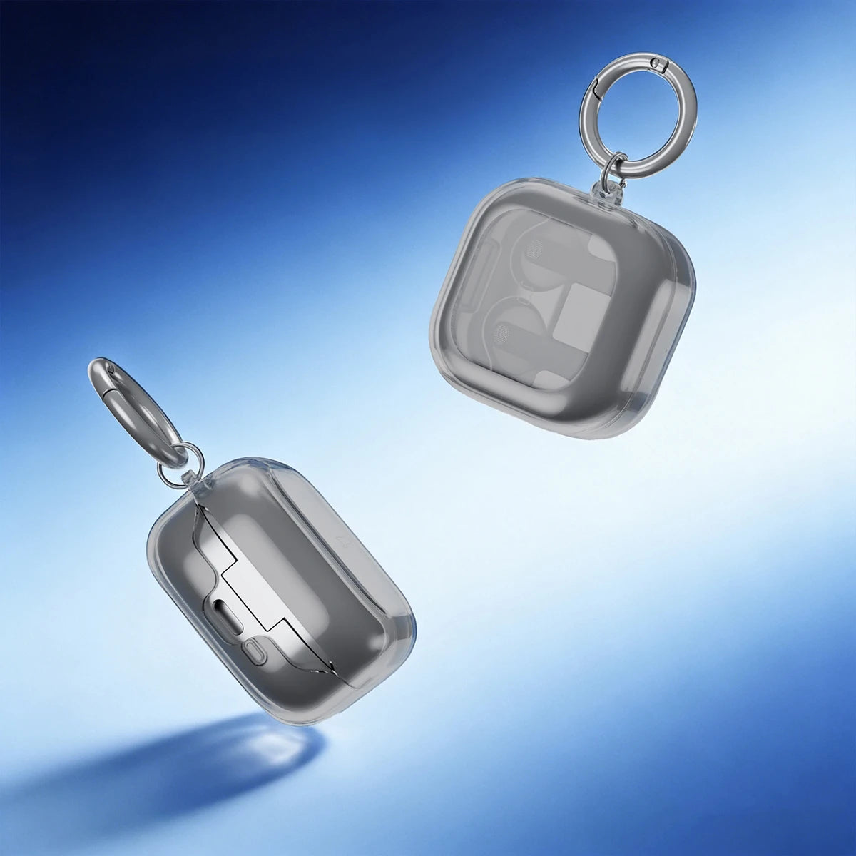 Elastische Hülle mit Karabiner für Galaxy Buds 4 / 4 Pro, Bizon Case Headphone Clear, Transparent-Schwarz