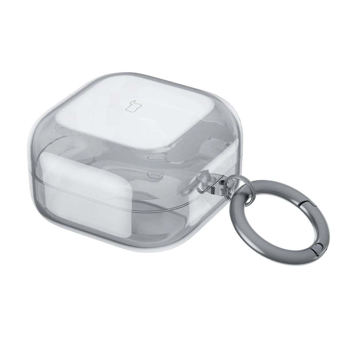 Elastische Hülle mit Karabiner für Galaxy Buds 4 / 4 Pro, Bizon Case Headphone Clear, Transparent-Schwarz