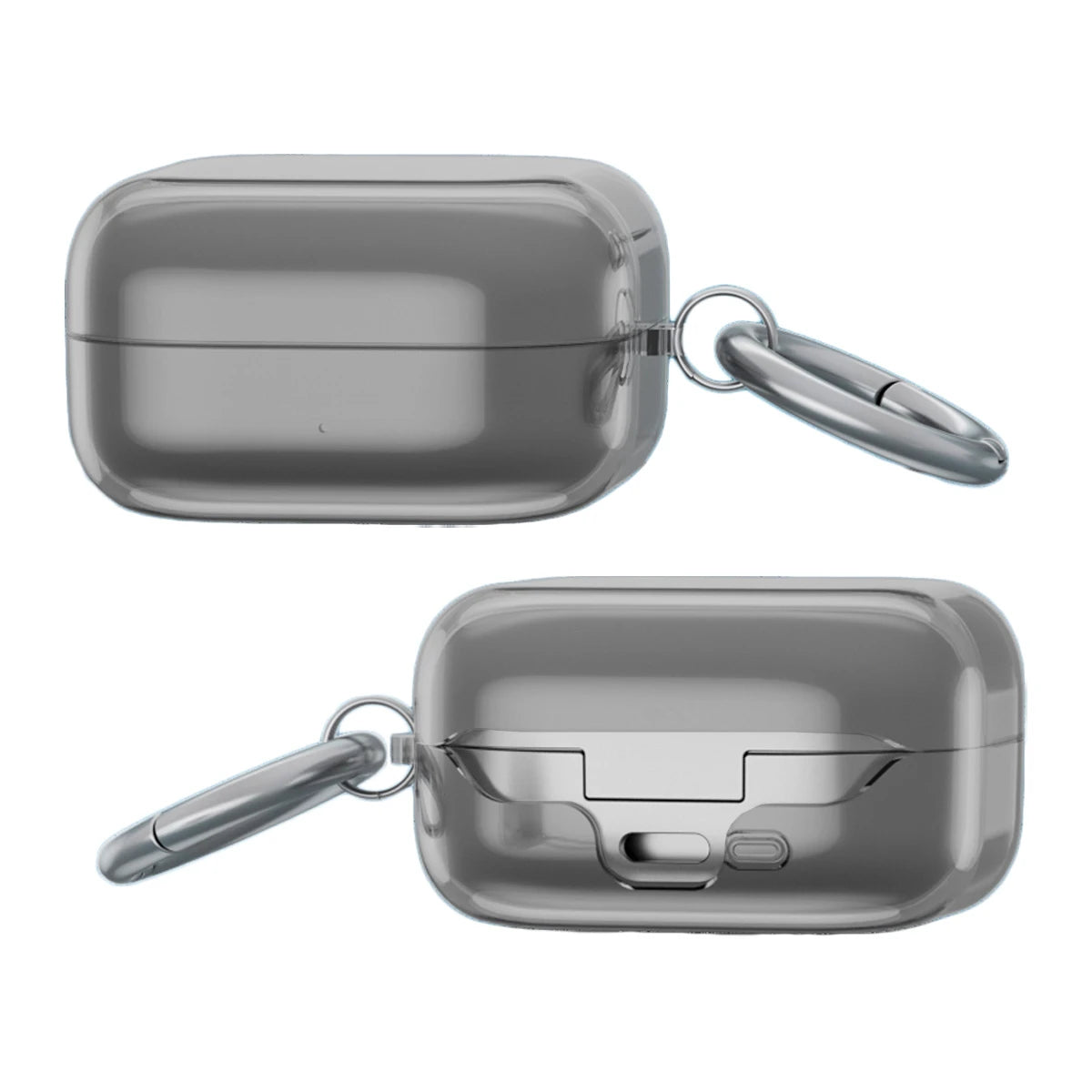 Elastische Hülle mit Karabiner für Galaxy Buds 4 / 4 Pro, Bizon Case Headphone Clear, Transparent-Schwarz