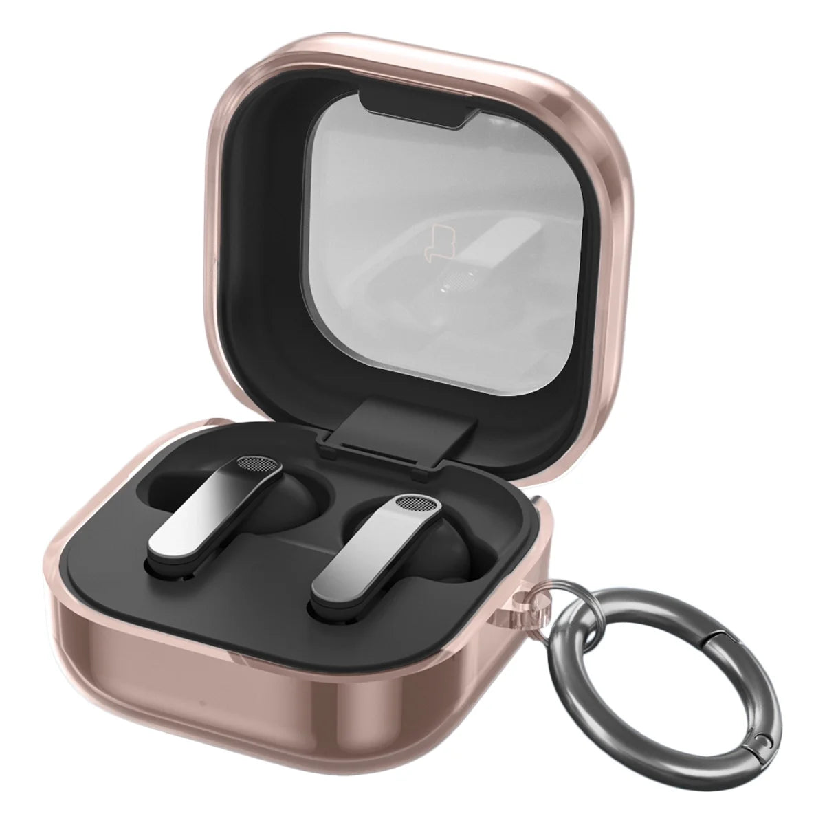 Elastische Hülle mit Karabiner für Galaxy Buds 4 / 4 Pro, Bizon Case Headphone Clear, Transparent-Golden