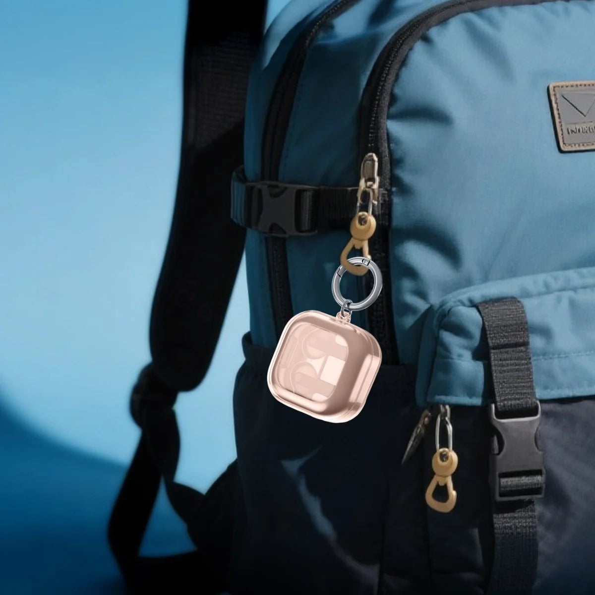 Elastische Hülle mit Karabiner für Galaxy Buds 4 / 4 Pro, Bizon Case Headphone Clear, Transparent-Golden