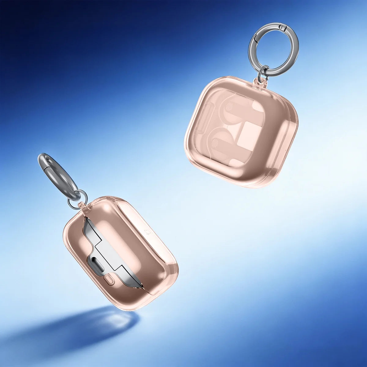 Elastische Hülle mit Karabiner für Galaxy Buds 4 / 4 Pro, Bizon Case Headphone Clear, Transparent-Golden