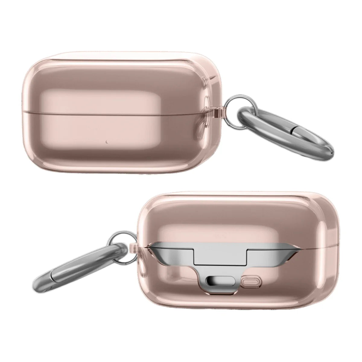 Elastische Hülle mit Karabiner für Galaxy Buds 4 / 4 Pro, Bizon Case Headphone Clear, Transparent-Golden