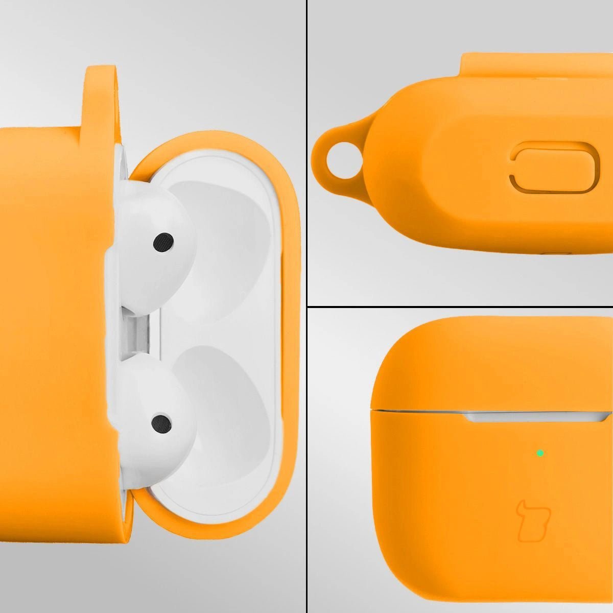 Silikonhülle mit Karabiner für AirPods 3, Bizon Case Headphone Silicone, Karotte