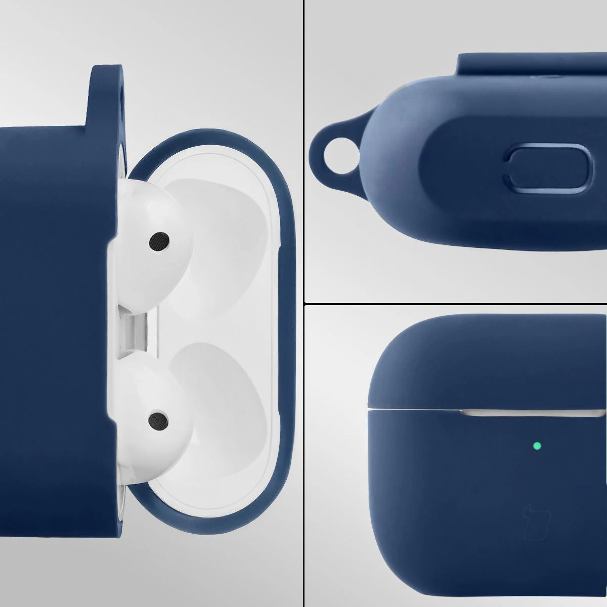 Silikonhülle mit Karabiner für AirPods 3, Bizon Case Headphone Silicone, Dunkelblau