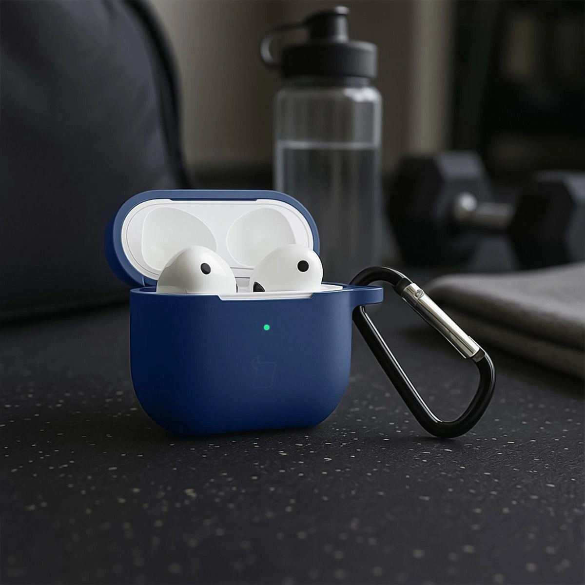Silikonhülle mit Karabiner für AirPods 3, Bizon Case Headphone Silicone, Dunkelblau