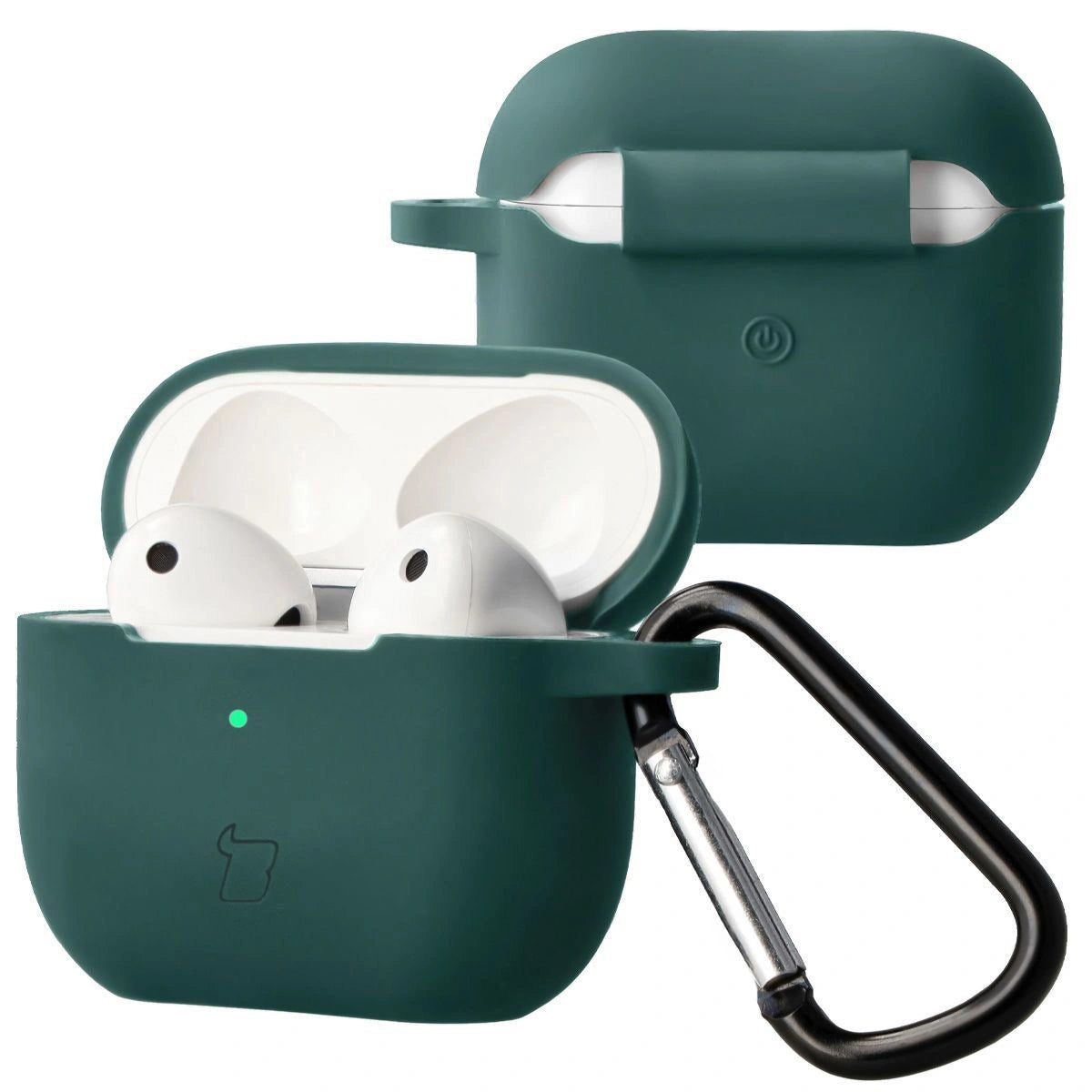Silikonhülle mit Karabiner für AirPods 3, Bizon Case Headphone Silicone, Dunkelgrün