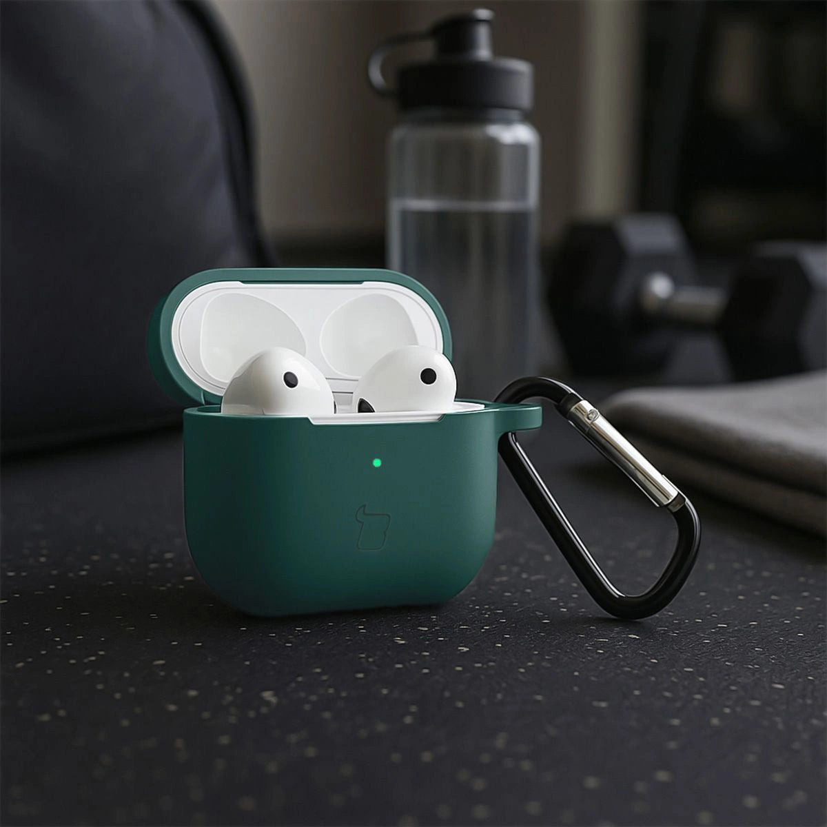 Silikonhülle mit Karabiner für AirPods 3, Bizon Case Headphone Silicone, Dunkelgrün