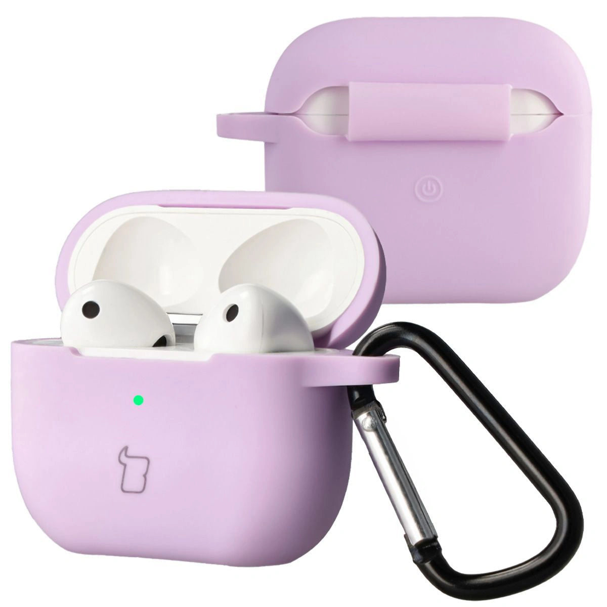 Silikonhülle mit Karabiner für AirPods 3, Bizon Case Headphone Silicone, Lavendel