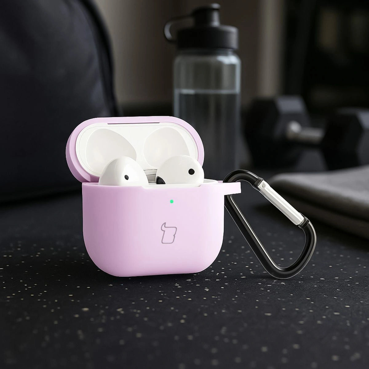 Silikonhülle mit Karabiner für AirPods 3, Bizon Case Headphone Silicone, Lavendel