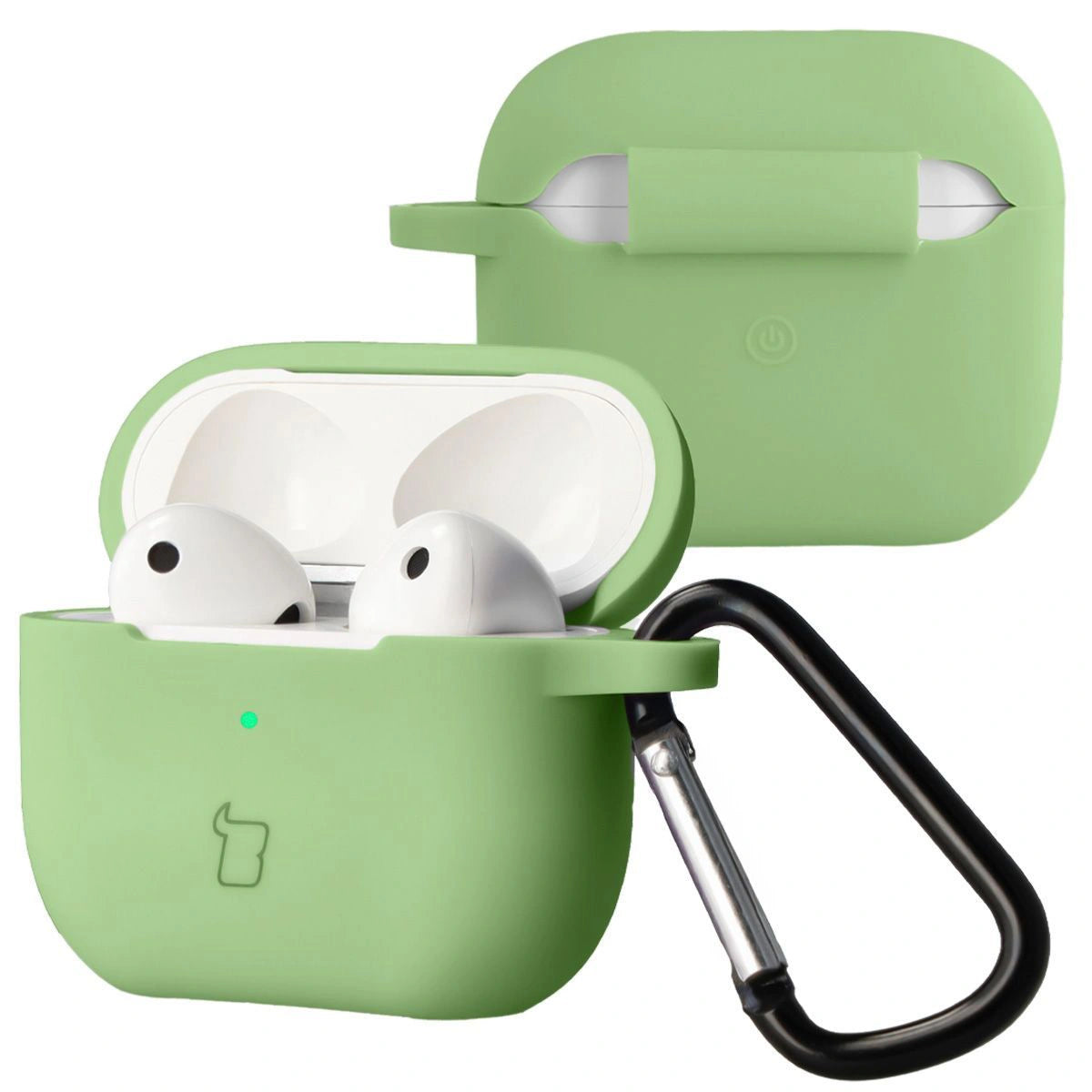 Silikonhülle mit Karabiner für AirPods 3, Bizon Case Headphone Silicone, Hellgrün