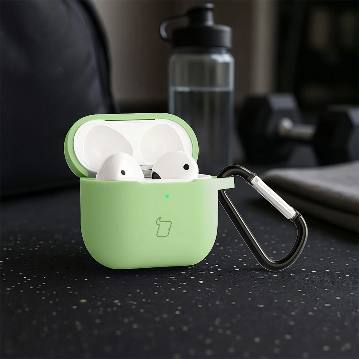 Silikonhülle mit Karabiner für AirPods 3, Bizon Case Headphone Silicone, Hellgrün