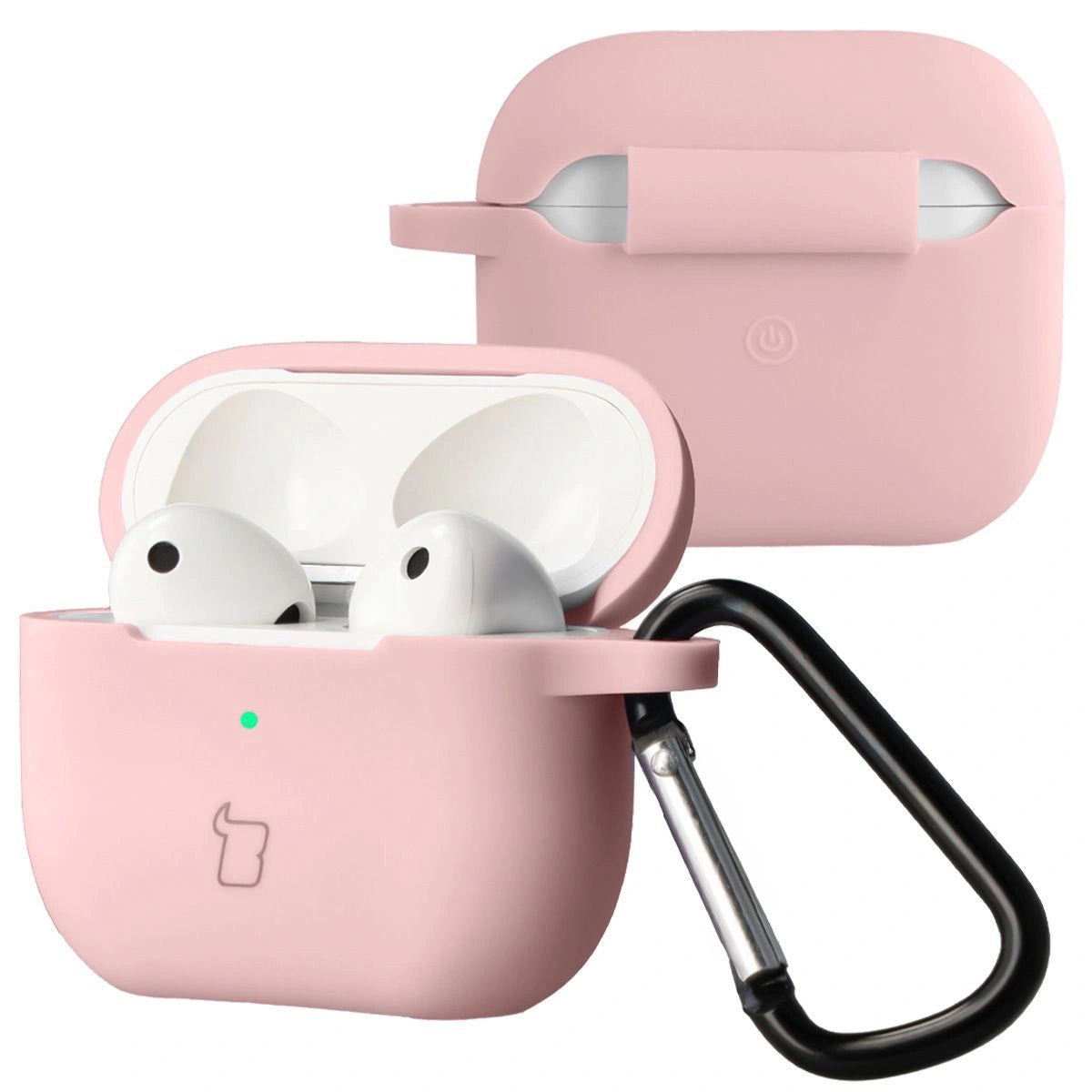 Silikonhülle mit Karabiner für AirPods 3, Bizon Case Headphone Silicone, Hellrosa