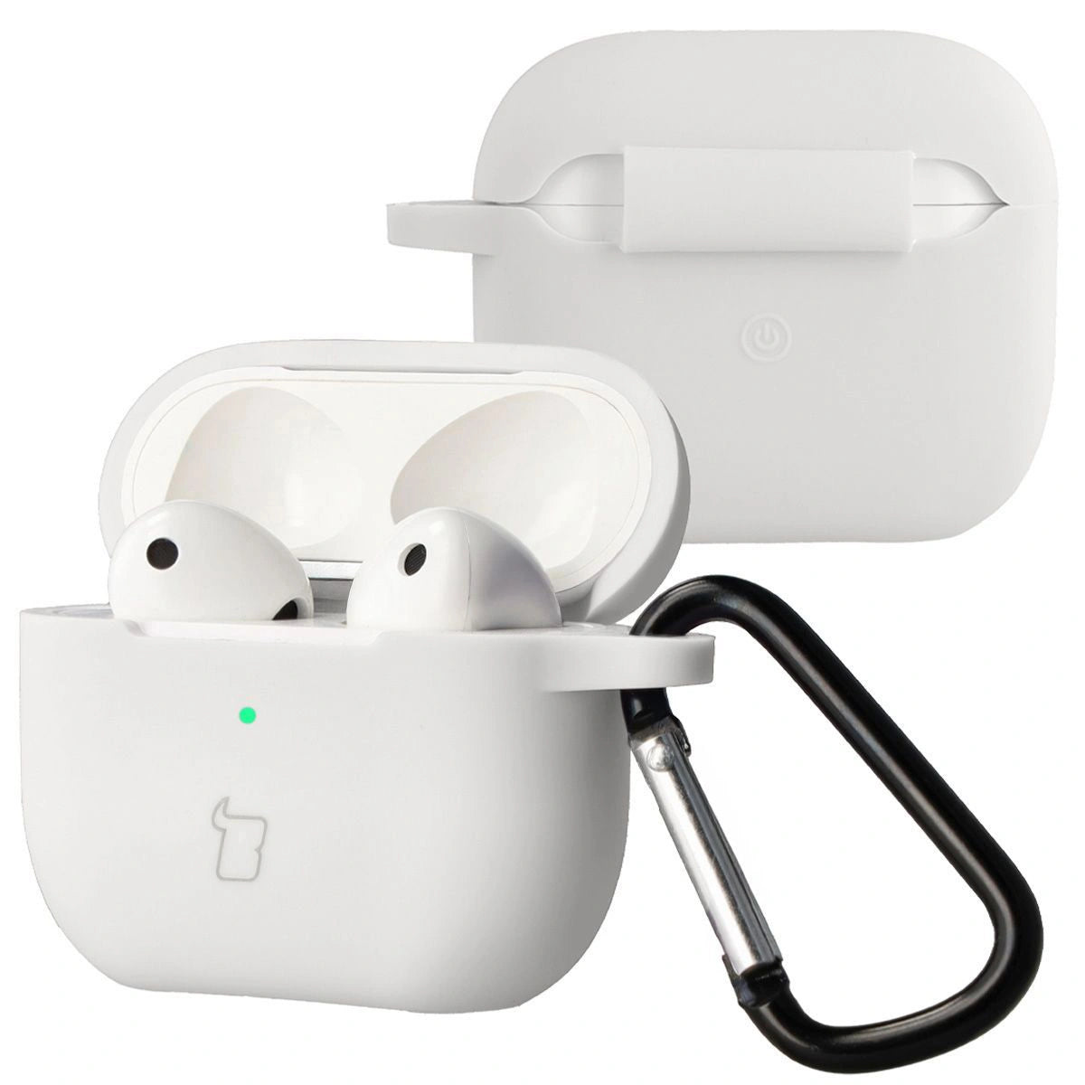 Silikonhülle mit Karabiner für AirPods 3, Bizon Case Headphone Silicone, Weiß