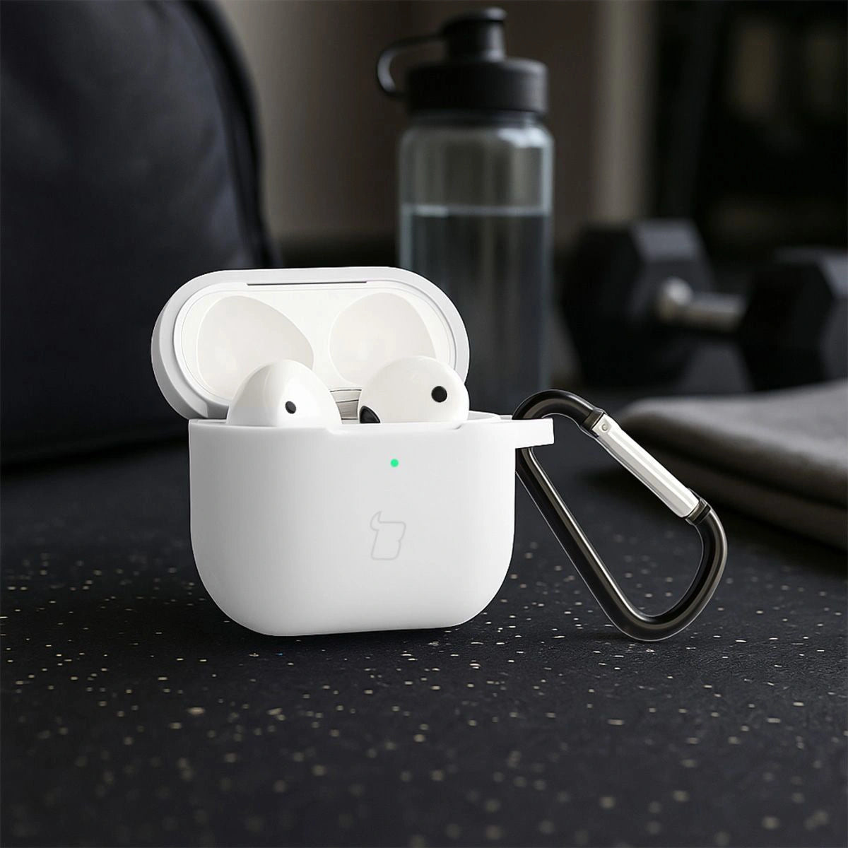 Silikonhülle mit Karabiner für AirPods 3, Bizon Case Headphone Silicone, Weiß