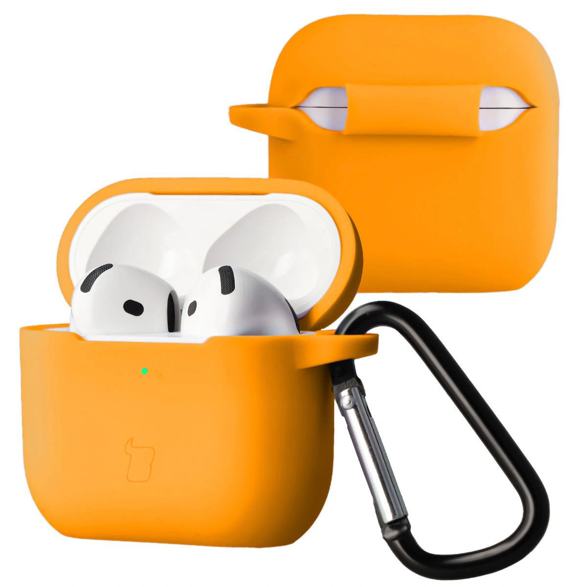 Silikonhülle mit Karabiner für AirPods 4, Bizon Case Headphone Silicone, Karotte