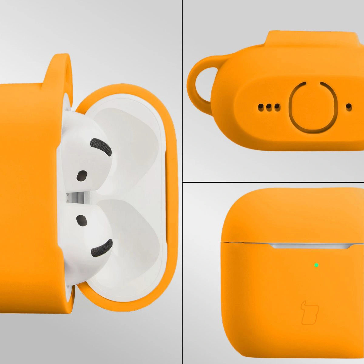 Silikonhülle mit Karabiner für AirPods 4, Bizon Case Headphone Silicone, Karotte