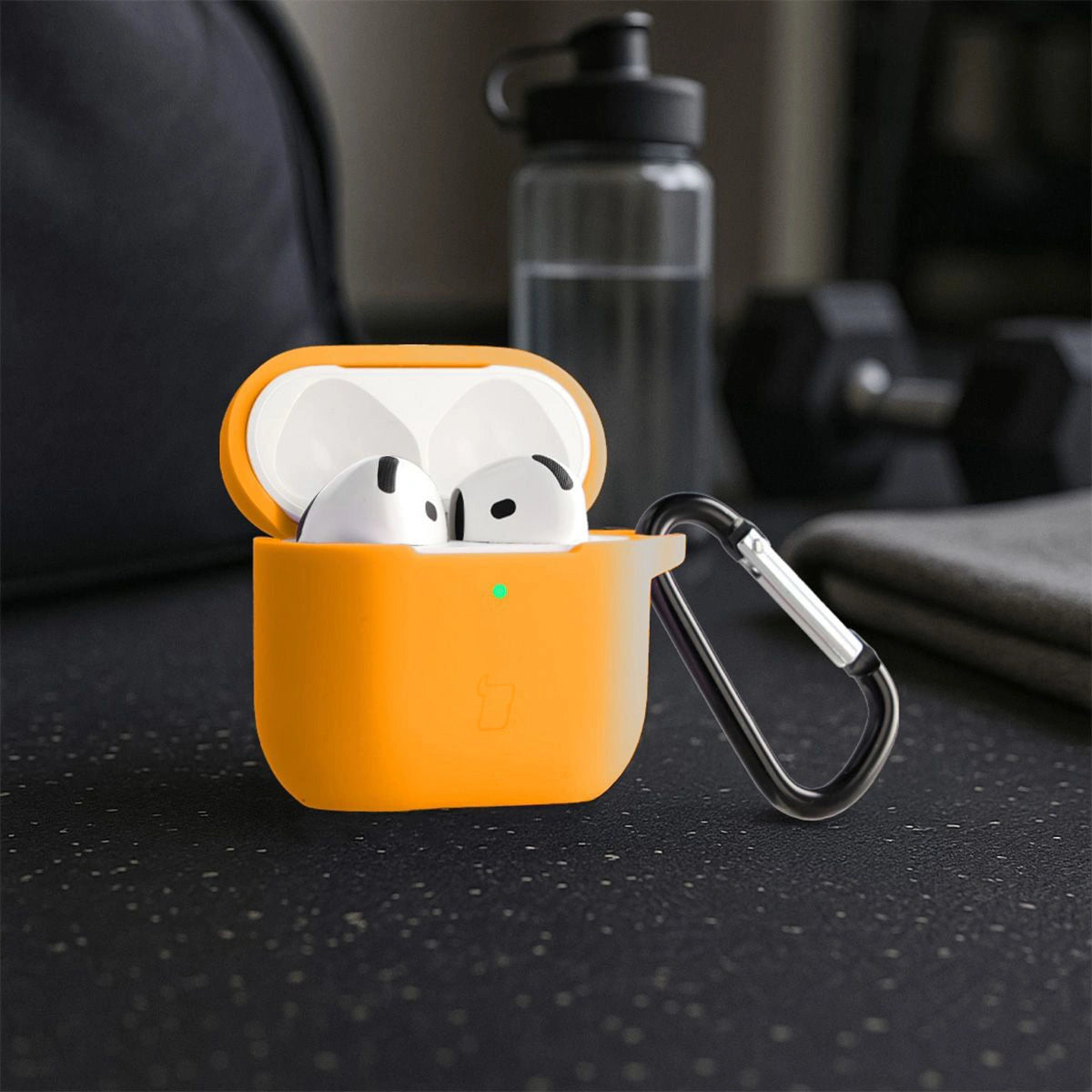Silikonhülle mit Karabiner für AirPods 4, Bizon Case Headphone Silicone, Karotte