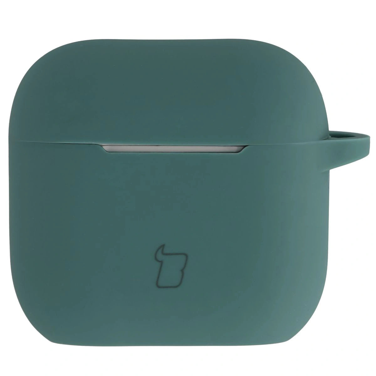 Silikonhülle mit Karabiner für AirPods 4, Bizon Case Headphone Silicone, Dunkelgrün