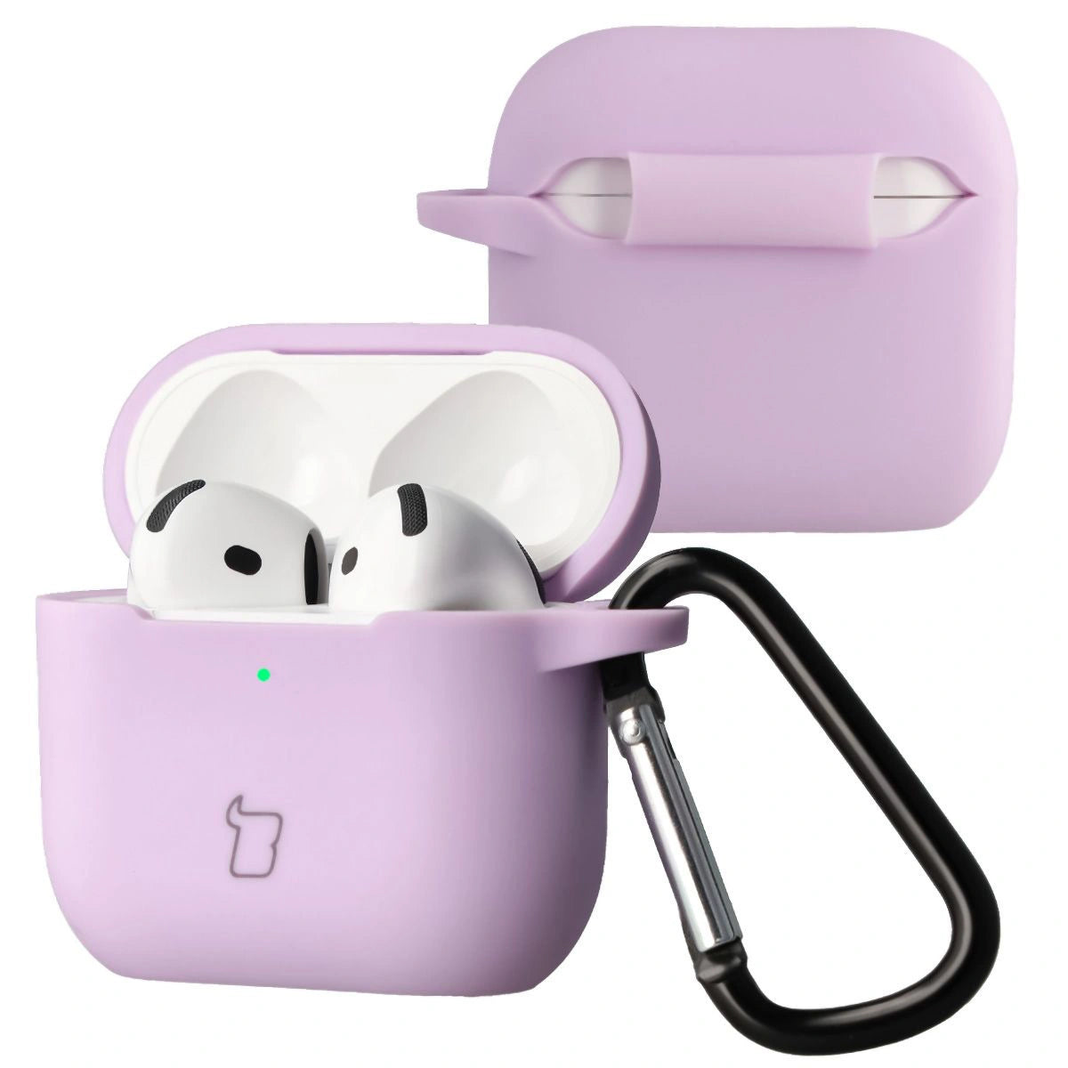 Silikonhülle mit Karabiner für AirPods 4, Bizon Case Headphone Silicone, Lavendel