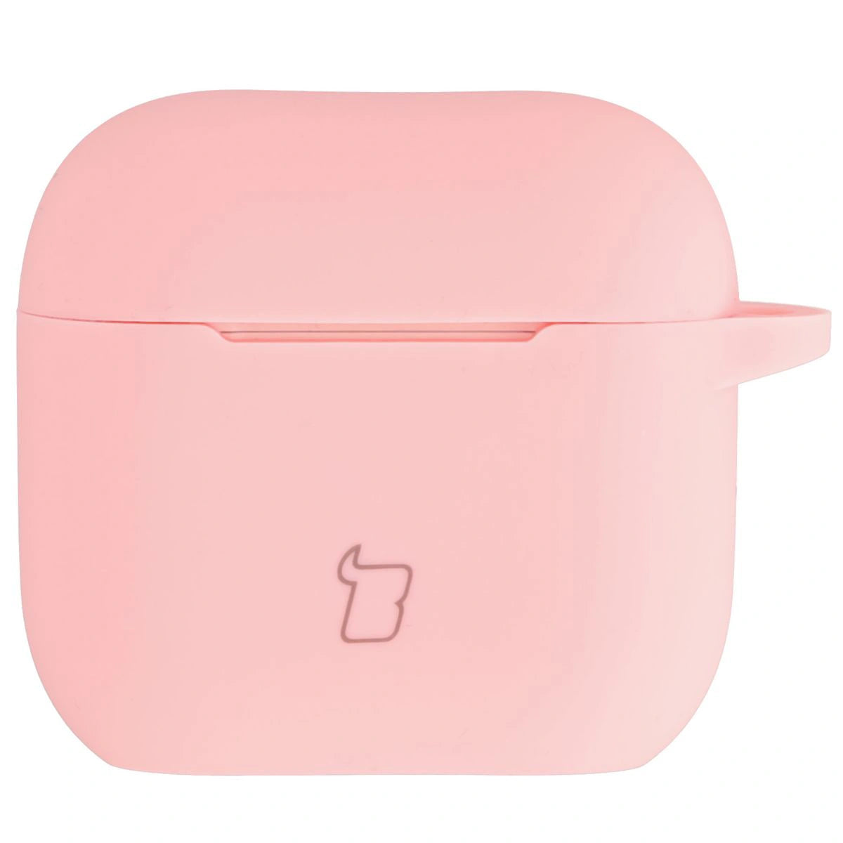 Silikonhülle mit Karabiner für AirPods 4, Bizon Case Headphone Silicone, Hellrosa