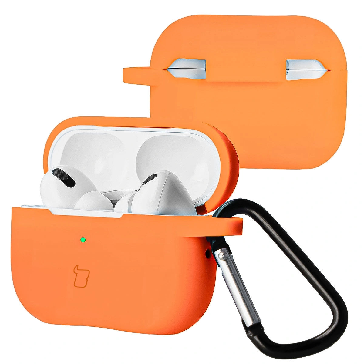 Silikonhülle mit Karabiner für AirPods Pro 2, Bizon Case Headphone Silicone, Karotte