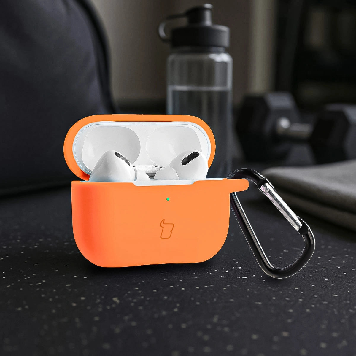 Silikonhülle mit Karabiner für AirPods Pro 2, Bizon Case Headphone Silicone, Karotte