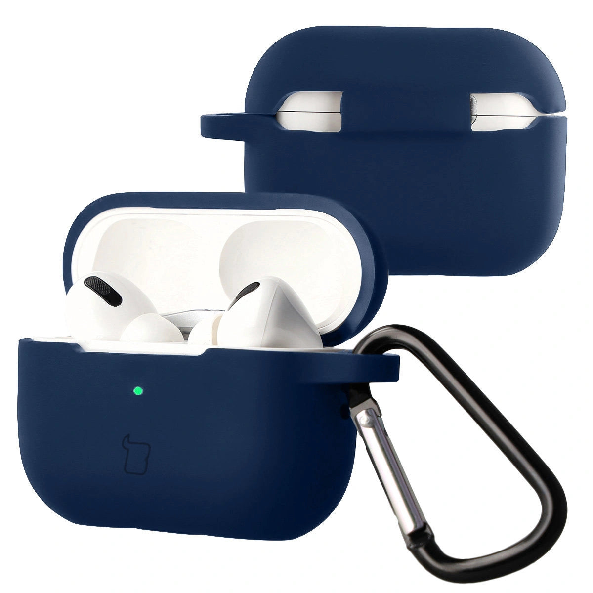 Silikonhülle mit Karabiner für AirPods Pro 2, Bizon Case Headphone Silicone, Dunkelblau